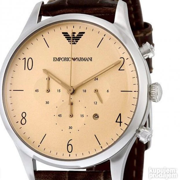 Emporio Armani Classic Chronograph Cream Dial Brown Leather Strap Watch For Men - AR1878 Buy Now By Emporio Armani