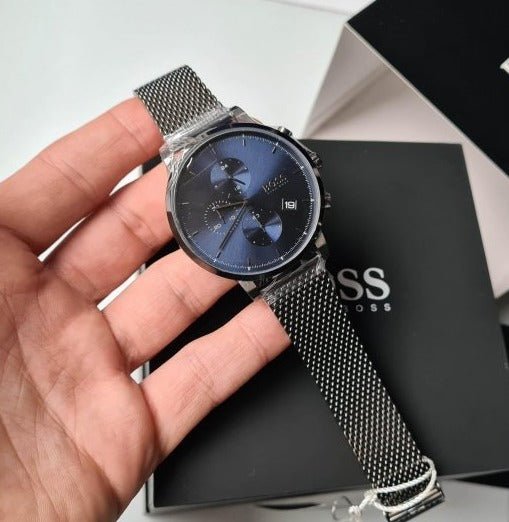 Hugo Boss Skymaster Chronograph Grey Dial Grey Mesh Bracelet Watch for Men - 1513934 Buy Now By Hugo Boss