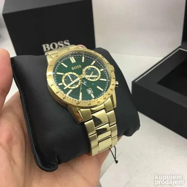 Hugo Boss Allure Chronograph Green Dial Gold Steel Strap Watch for Men - 1513923 Buy Now By Hugo Boss