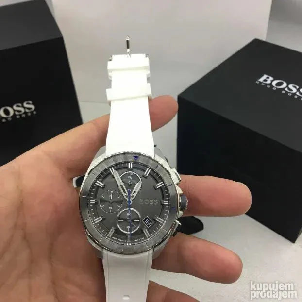 Hugo Boss Volane Grey Dial White SIlicone Strap Watch for Men - 1513948 Buy Now By Hugo Boss