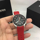 Hugo Boss Volane Black Dial Red Rubber Strap Watch for Men - 1513959 Buy Now By Hugo Boss