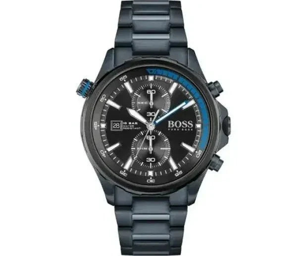 Hugo Boss Globetrotter Black Dial Black Steel Strap Watch for Men - 1513824 Buy Now By Hugo Boss