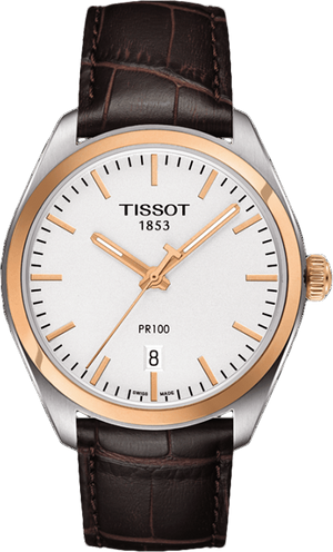 Tissot T Classic PR 100 Quartz White Dial Brown Leather Strap Watch for Men - T101.410.26.031.00 Buy Now By Tissot