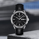 Tissot Automatics III Day Date Black Dial Black Leather Strap Watch For Men - T065.430.16.051.00 Buy Now By Tissot