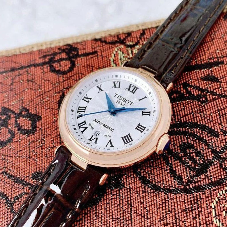 Tissot Bellissima Automatic Silver Dial Brown Leather Strap Watch For Women - T126.207.36.013.00 Buy Now By Tissot