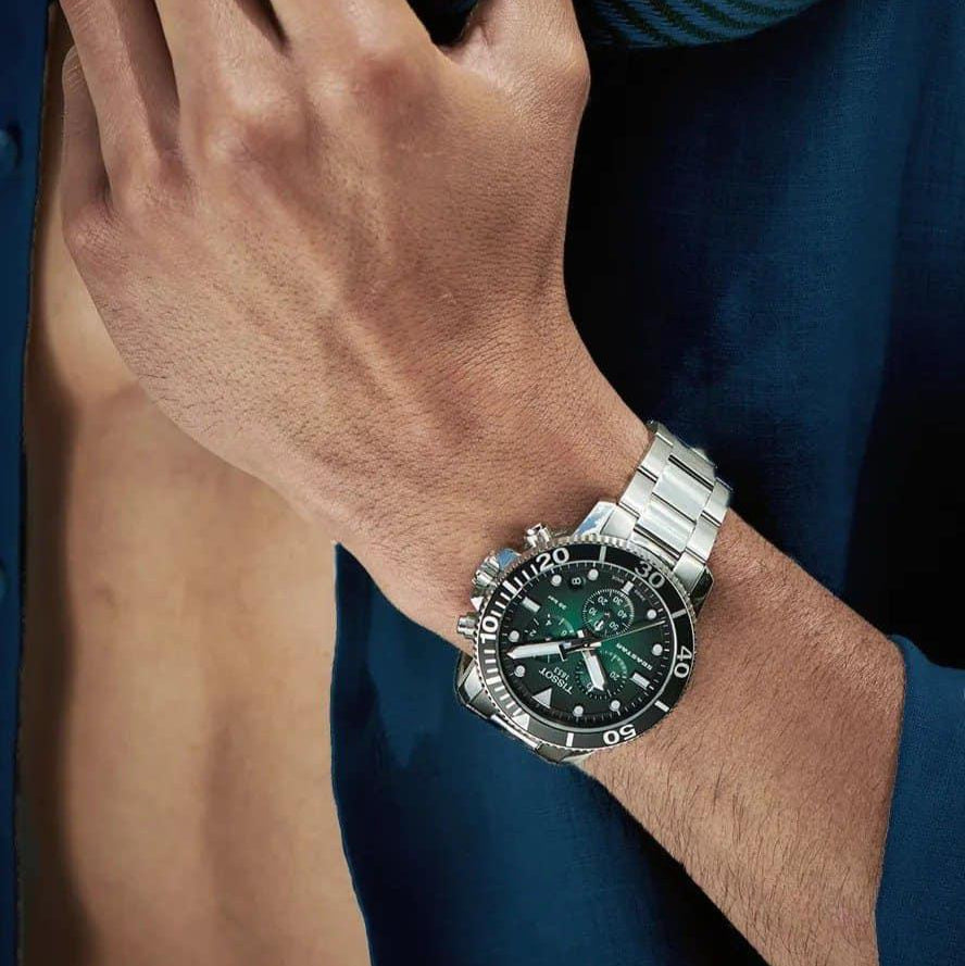Tissot Seastar 1000 Chronograph Green Dial Silver Steel Strap Watch For Men - T120.417.11.091.01 Buy Now By Tissot