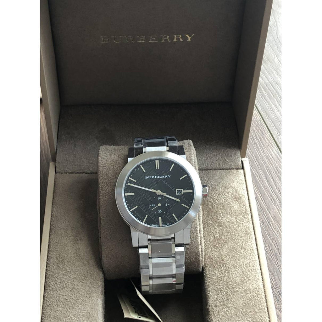 Burberry The City Black Dial Silver Steel Strap Watch for Men - BU9901 Buy Now By Burberry