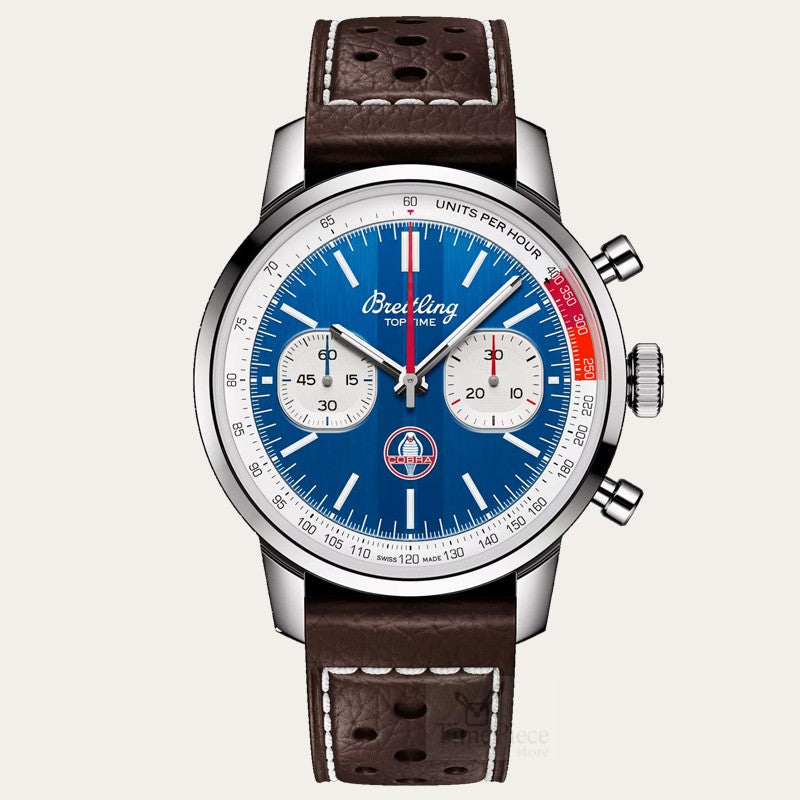 Breitling Top Time B01 Shelby Cobra Blue Dial Brown Leather Strap Watch for Men - AB01763A1C1X1 Buy Now By Breitling