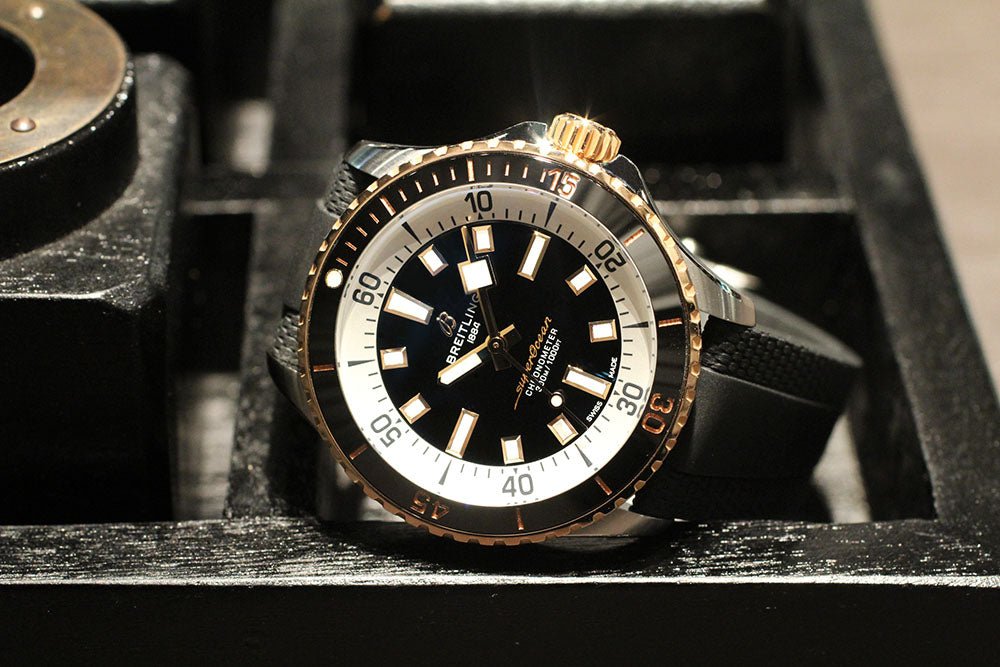 Breitling Superocean Automatic 42mm 18K Red Gold & Black Dial Black Rubber Strap Watch for Men - U17375211B1S1 Buy Now By Breitling