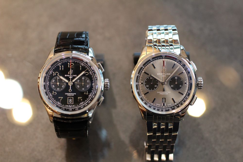 Breitling Premier B01 Chronograph 42 Black Dial Black Leather Strap Watch for Men - AB0145221B1P1 Buy Now By Breitling