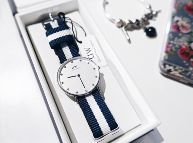 Daniel Wellington Classy Glasgow White Dial Two Tone Nylon Strap Watch For Women - DW00100082 Buy Now By Daniel Wellington