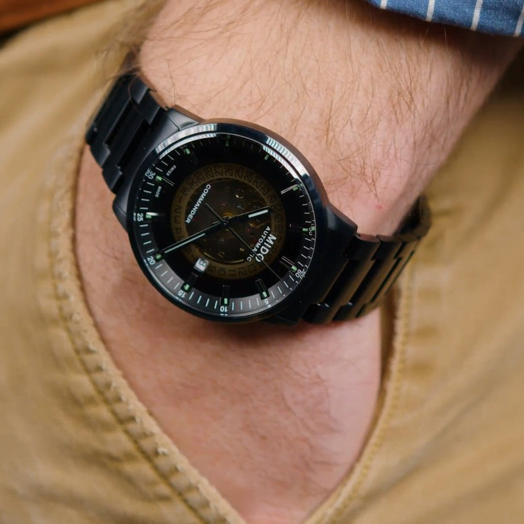 Mido Commander II Automatic Gradient Black Dial Black Steel Strap Watch For Men - M021.407.33.411.00 Buy Now By Mido