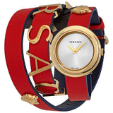 Versace V-Flare Quartz Silver Dial Red Leather Strap Watch for Women - VEBN00418 Buy Now By Versace