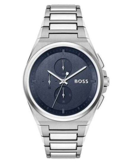 Hugo Boss Steer Chronograph Blue Dial Silver Steel Strap Watch For Men - 1514048 Buy Now By Hugo Boss