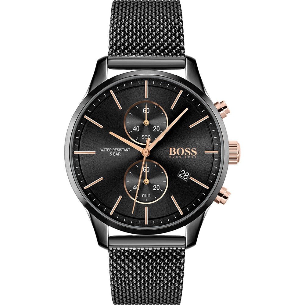 Hugo Boss Associate Black Dial Black Mesh Bracelet Watch for Men - 1513811 Buy Now By Hugo Boss