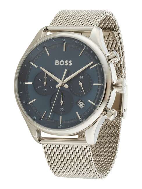 Hugo Boss Gregor Chronograph Blue Dial Silver Mesh Bracelet Watch For Men - 1514052 Buy Now By Hugo Boss