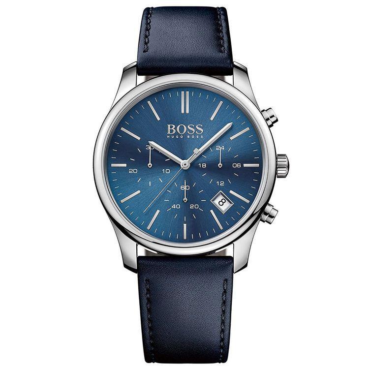 Hugo Boss Time One Blue Dial Black Leather Strap Watch for Men - 1513431 Buy Now By Hugo Boss