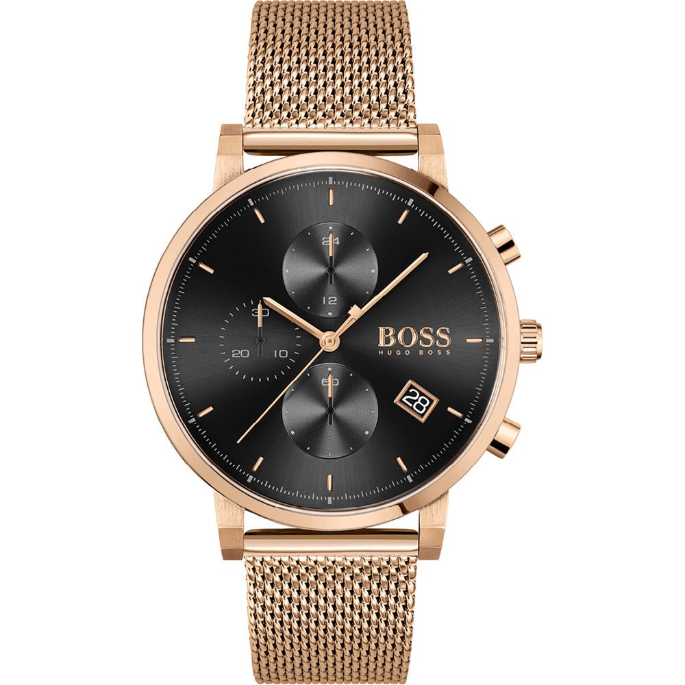 Hugo Boss Integrity Black Dial Gold Mesh Bracelet Watch for Men - 1513808 Buy Now By Hugo Boss