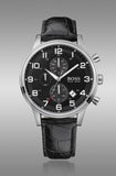 Hugo Boss Aeroliner Chronograph Black Dial Black Leather Strap Watch For Men - 1512448 Buy Now By Hugo Boss
