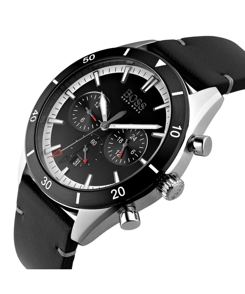 Hugo Boss Chronograph Black Dial Black Leather Strap Watch for Men - 1513864 Buy Now By Hugo Boss