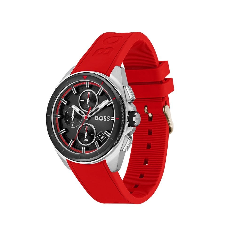 Hugo Boss Volane Black Dial Red Rubber Strap Watch for Men - 1513959 Buy Now By Hugo Boss