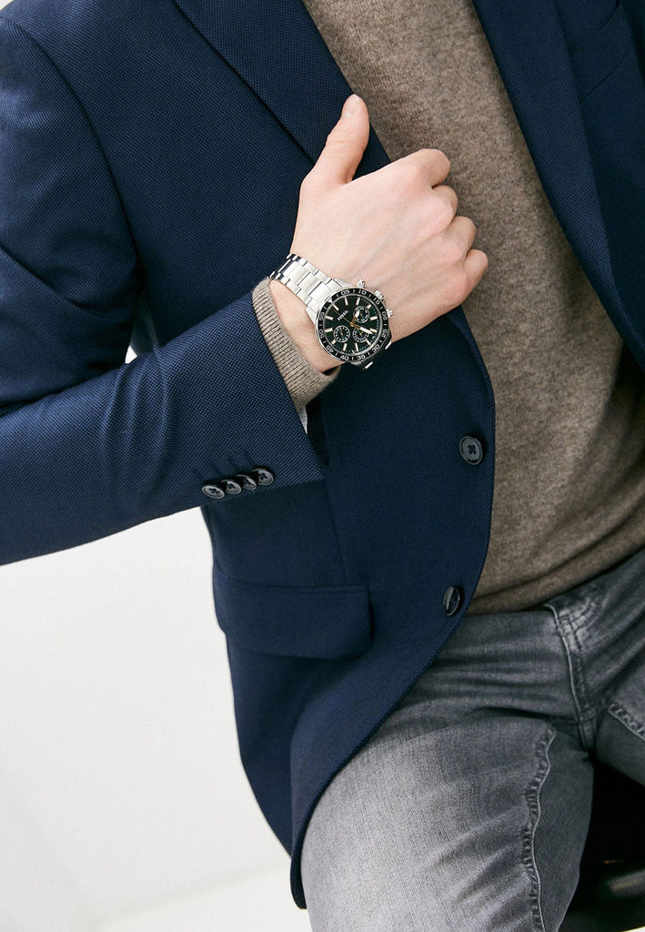 Fossil Bannon Chronograph Green Dial Silver Steel Strap Watch for Men - BQ2492 Buy Now By Fossil