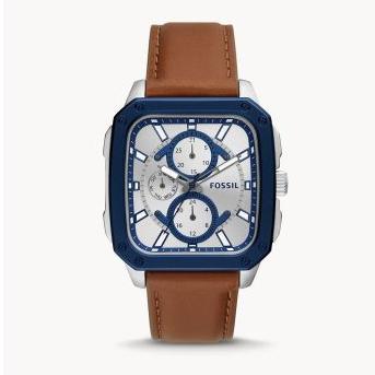 Fossil Inscription Multifunction Silver Dial Brown Leather Strap Watch for Men - BQ2658 Buy Now By Fossil
