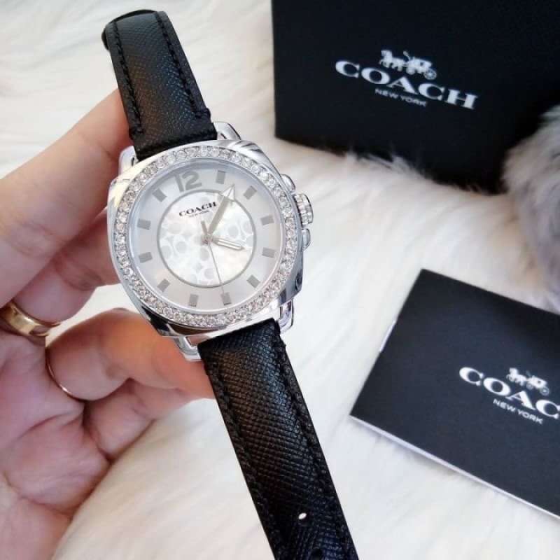 Coach Boyfriend Silver Dial Black Leather Strap Watch for Women - 14503152 Buy Now By Coach