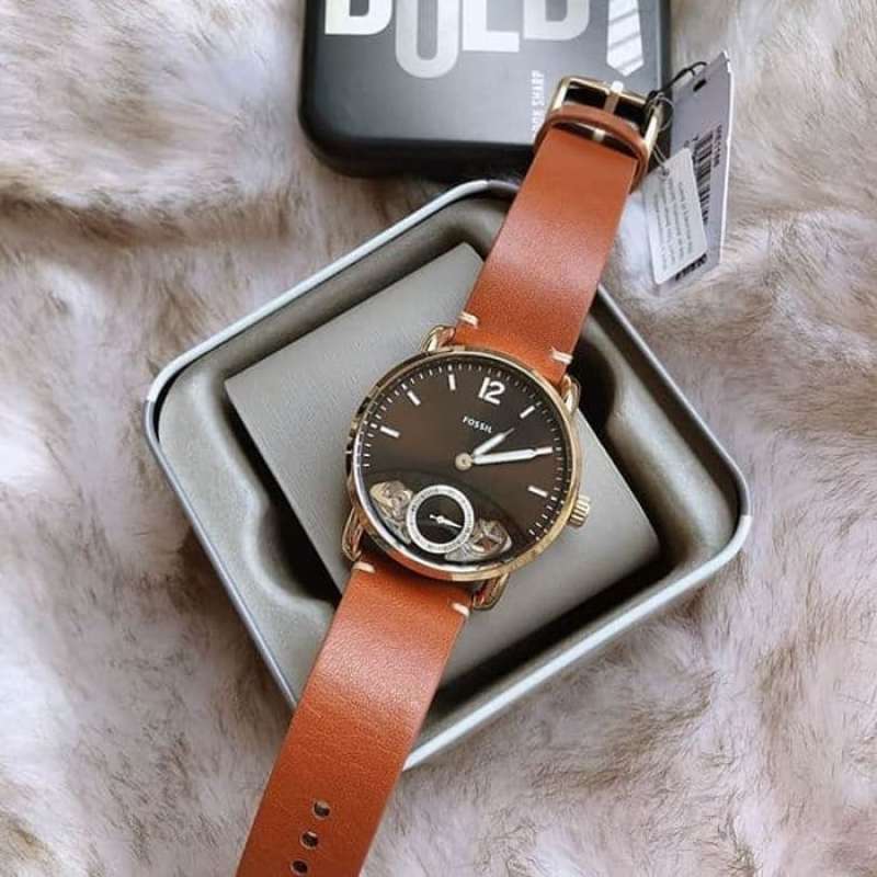 Fossil The Commuter Twist Black Dial Brown Leather Strap Watch for Men - ME1166 Buy Now By Fossil