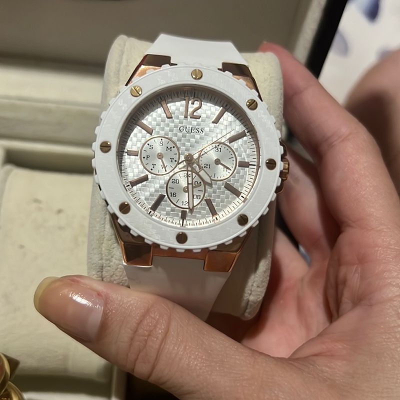 Guess Overdrive Analog White Dial White Rubber Strap Watch for Women - W10614L2 Buy Now By Guess