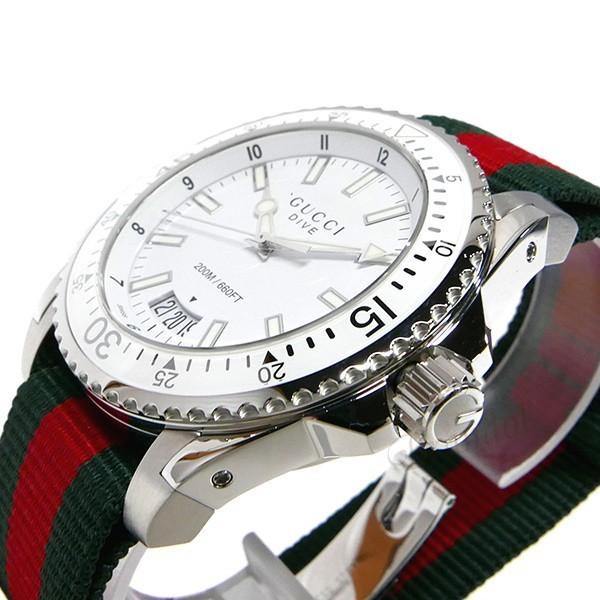 Gucci Dive White Dial Red & Green Nylon Strap Watch For Men - YA136207 Buy Now By Gucci