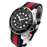 Gucci Dive Black Dial Red & Blue Nylon Strap Watch For Men - YA136210 Buy Now By Gucci