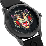 Gucci G Timeless Cat Motif Black Dial Black Leather Strap Unisex Watch - YA1264021 Buy Now By Gucci