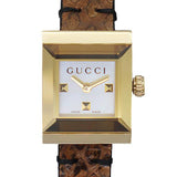 Gucci G Frame White Dial Brown Leather Strap Watch For Women - YA128523 Buy Now By Gucci