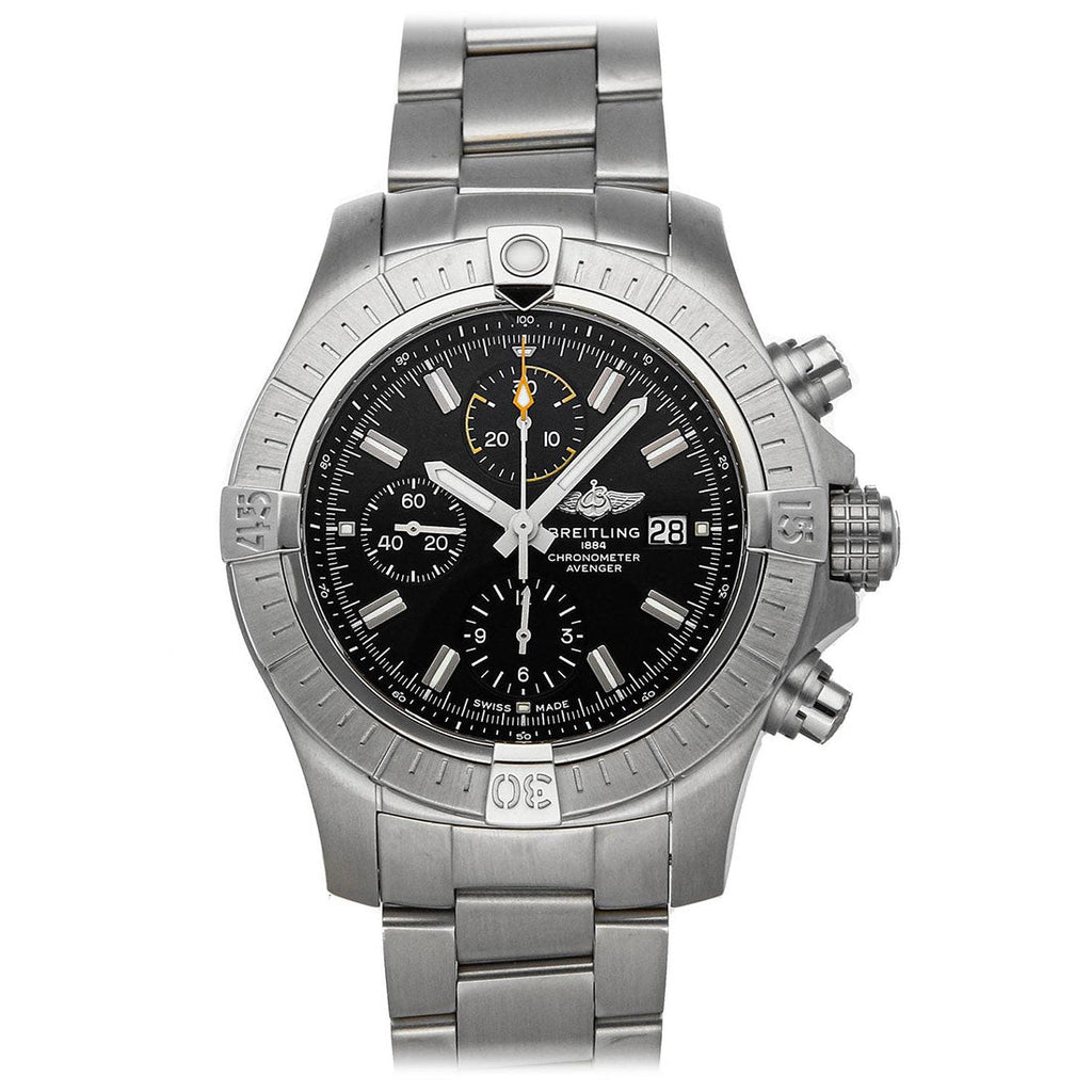 Breitling Avenger Chronograph 45mm Black Dial Silver Steel Strap Watch for Men - A13317101B1A1 Buy Now By Breitling