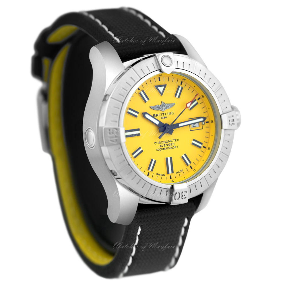Breitling Avenger Automatic 45 Seawolf Yellow Dial Black Nylon Strap Watch for Men - A17319101I1X1 Buy Now By Breitling