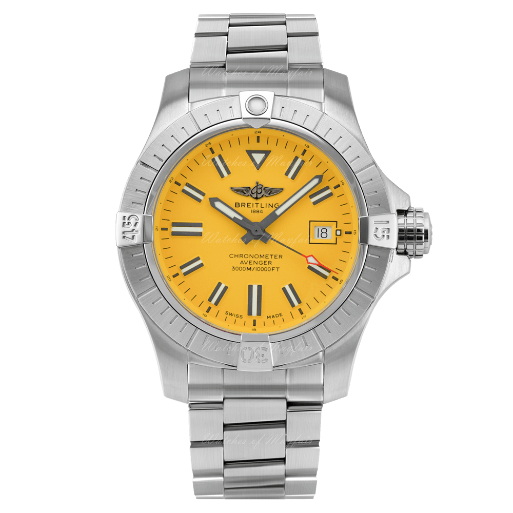 Breitling Avenger Automatic 45mm Seawolf Yellow Dial Silver Steel Strap Strap Watch for Men - A17319101/1A1 Buy Now By Breitling