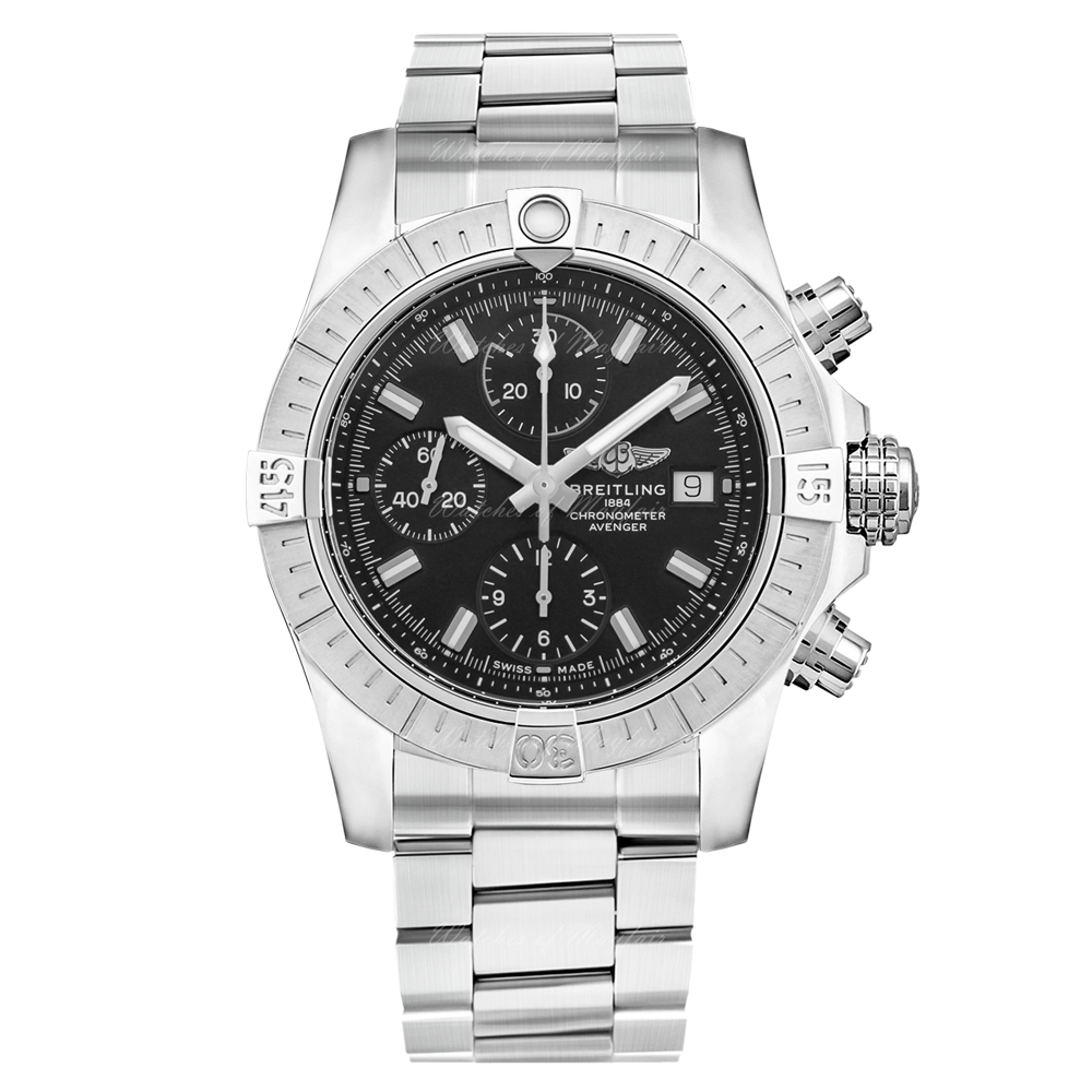 Breitling Avenger Chronograph 43 Black Dial Silver Steel Strap Watch for Men - A13385101B1A1 Buy Now By Breitling