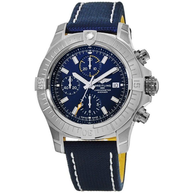 Breitling Avenger Chronograph 45mm Blue Dial Blue Calfskin Strap Watch for Men - A13317101C1X2 Buy Now By Breitling