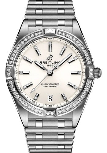 Breitling Chronomat 32 Diamonds White Dial Silver Steel Strap Watch for Women - A77310591A1A1 Buy Now By Breitling