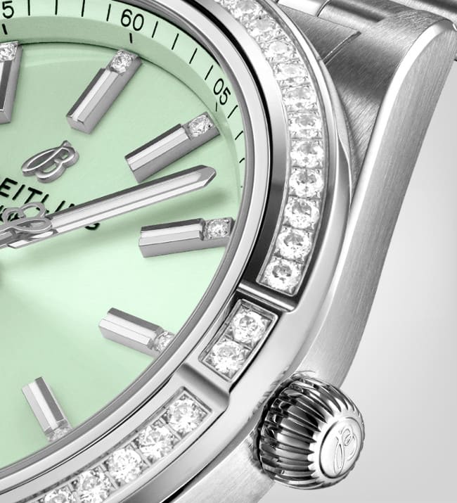Breitling Chronomat Automatic 36 Diamonds Green Dial Two Tone Steel Strap Watch for Women - A10380591L1A1 Buy Now By Breitling
