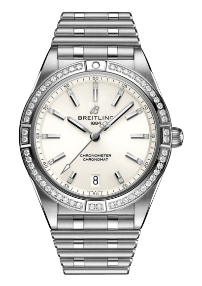 Breitling Chronomat Automatic 36 Diamonds White Dial Silver Steel Strap Watch for Women - A10380591A1A1 Buy Now By Breitling