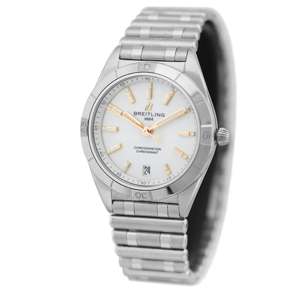 Breitling Chronomat Automatic 36 White Dial Silver Steel Strap Watch for Women - A10380101A2A1 Buy Now By Breitling