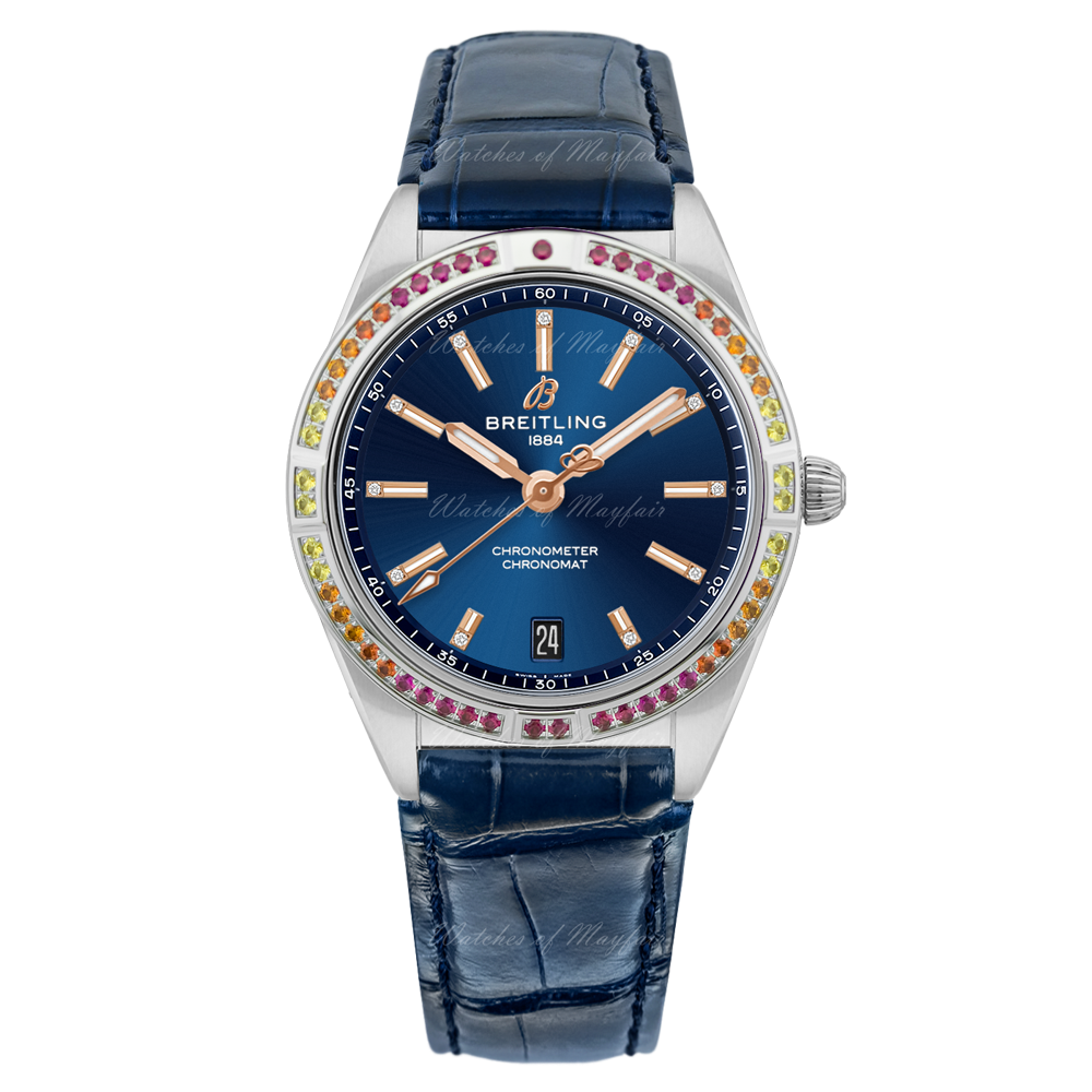Breitling Chronomat Automatic 36 South Sea Blue Dial Blue Leather Strap Watch for Women - A10380611C1P1 Buy Now By Breitling