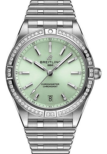 Breitling Chronomat Automatic 36 Diamonds Green Dial Two Tone Steel Strap Watch for Women - A10380591L1A1 Buy Now By Breitling