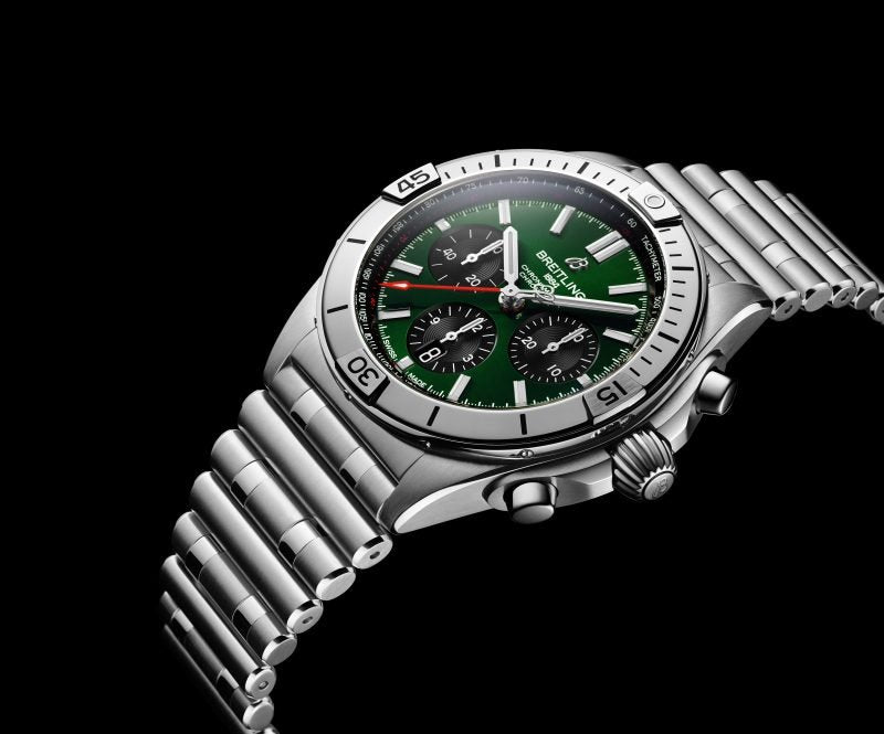 Breitling Chronomat B01 42mm Green Dial Silver Steel Strap Watch for Men - AB01343A1L1A1 Buy Now By Breitling