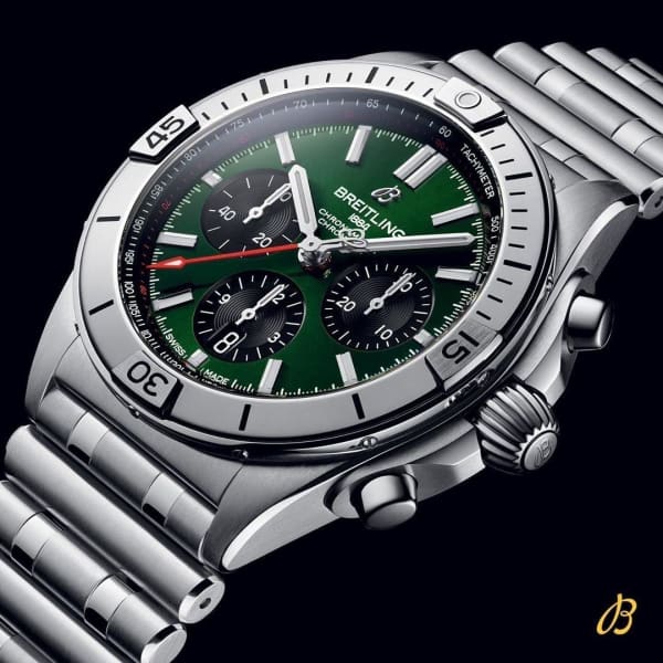 Breitling Chronomat B01 42mm Green Dial Silver Steel Strap Watch for Men - AB01343A1L1A1 Buy Now By Breitling