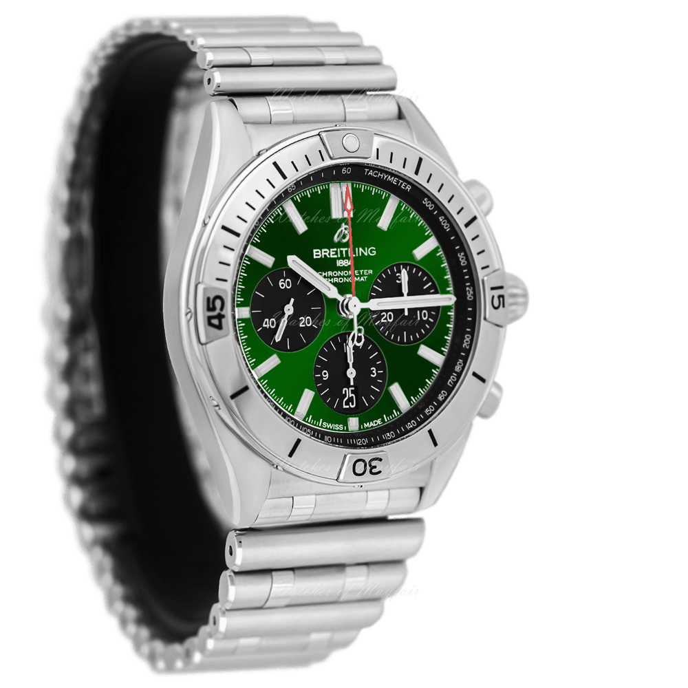 Breitling Chronomat B01 42mm Green Dial Silver Steel Strap Watch for Men - AB01343A1L1A1 Buy Now By Breitling