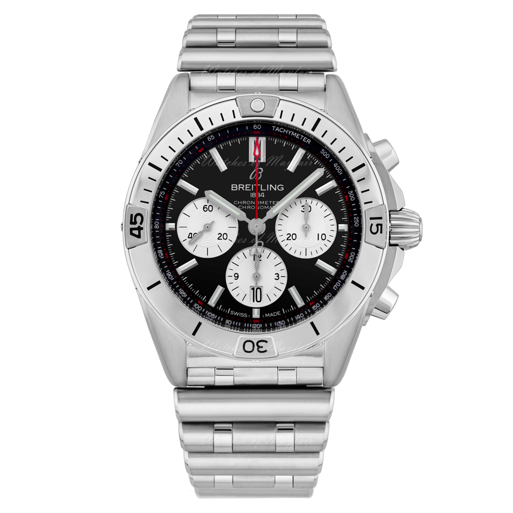 Breitling Chronomat B01 42mm Black Dial Silver Steel Strap Watch for Men - AB0134101B1A1 Buy Now By Breitling