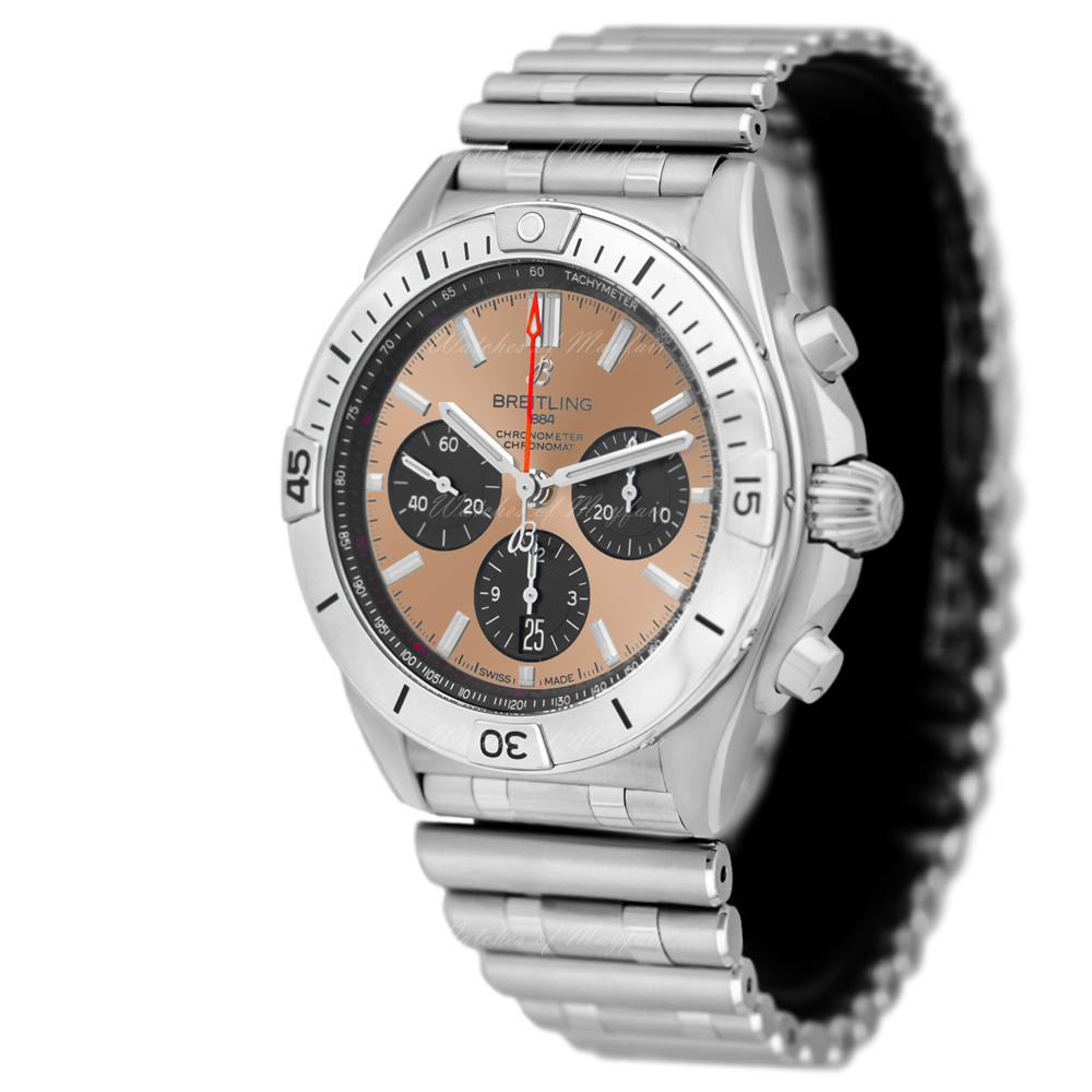 Breitling Chronomat B01 42 Brown Dial Silver Steel Strap Watch for Men - AB0134101K1A1 Buy Now By Breitling